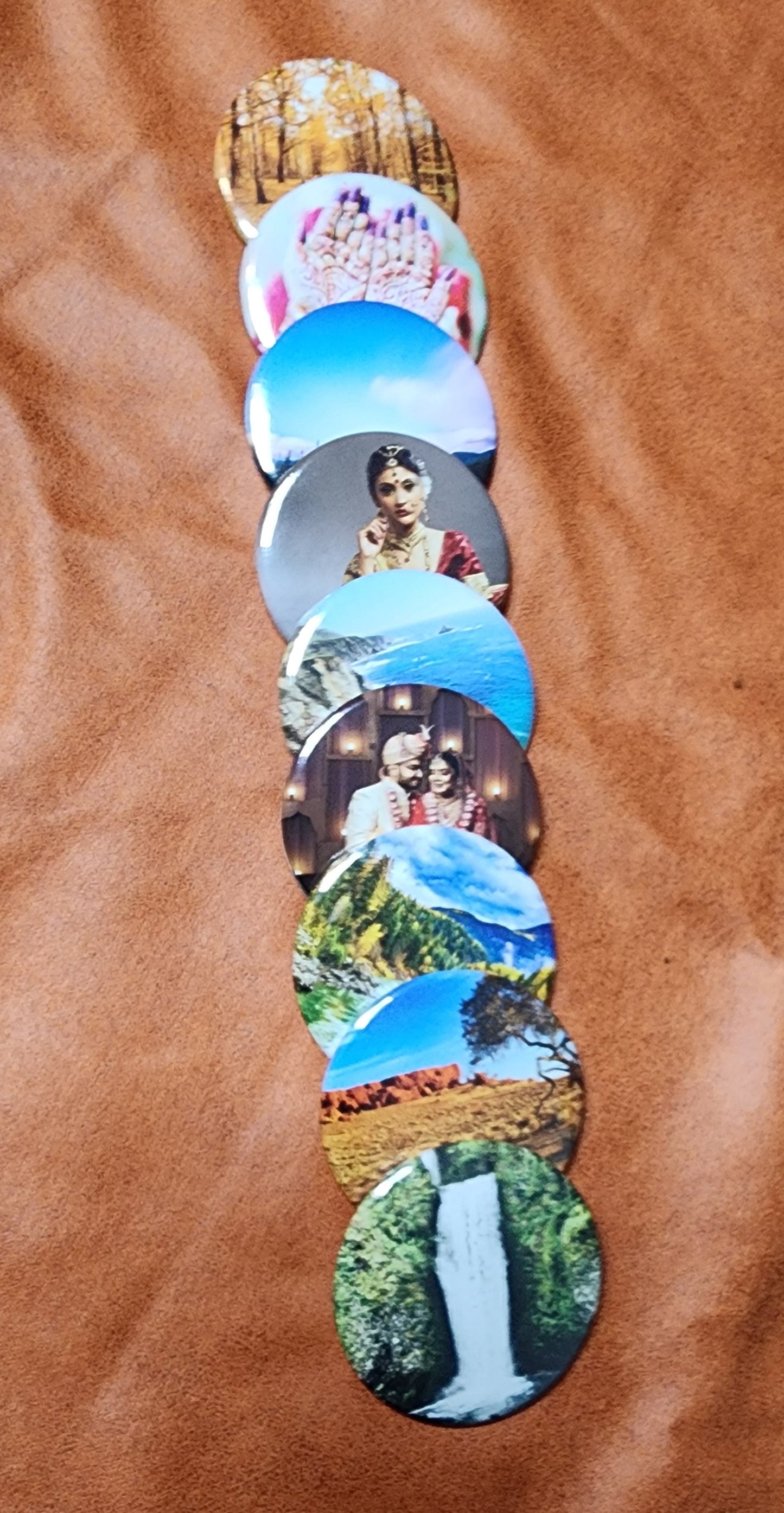 Round Photo Magnets - Set of 9