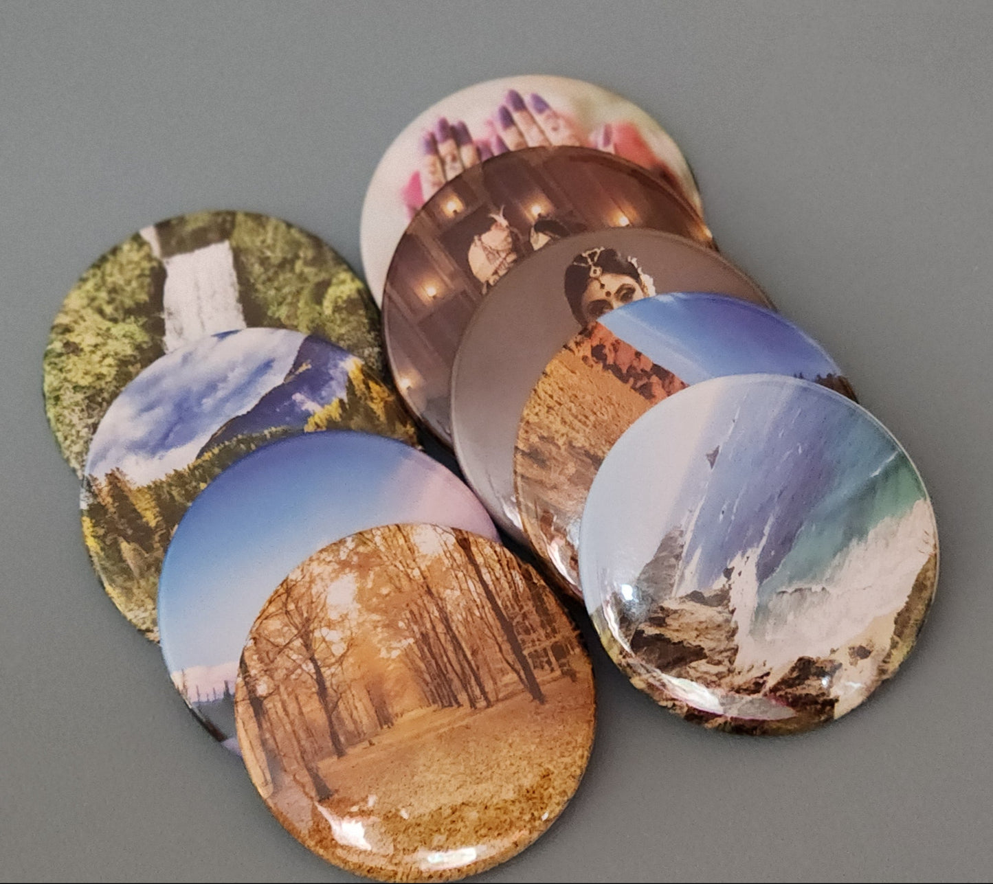 Round Photo Magnets - Set of 9