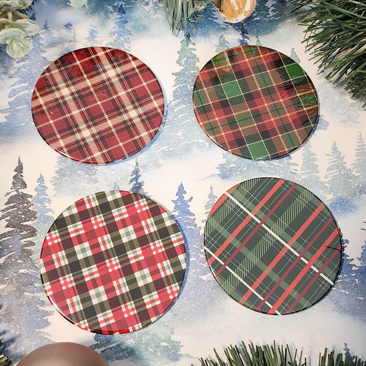Christmas Plaid Coasters - Set of 4
